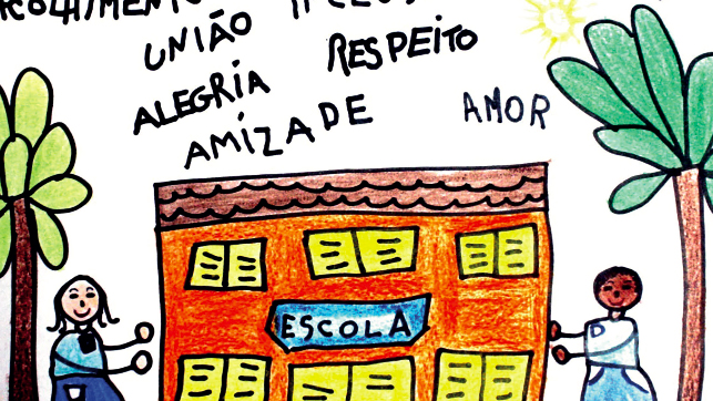 Desenho Criança a Escola de Queremos, 2017. Fonte: DNEP, 2017.